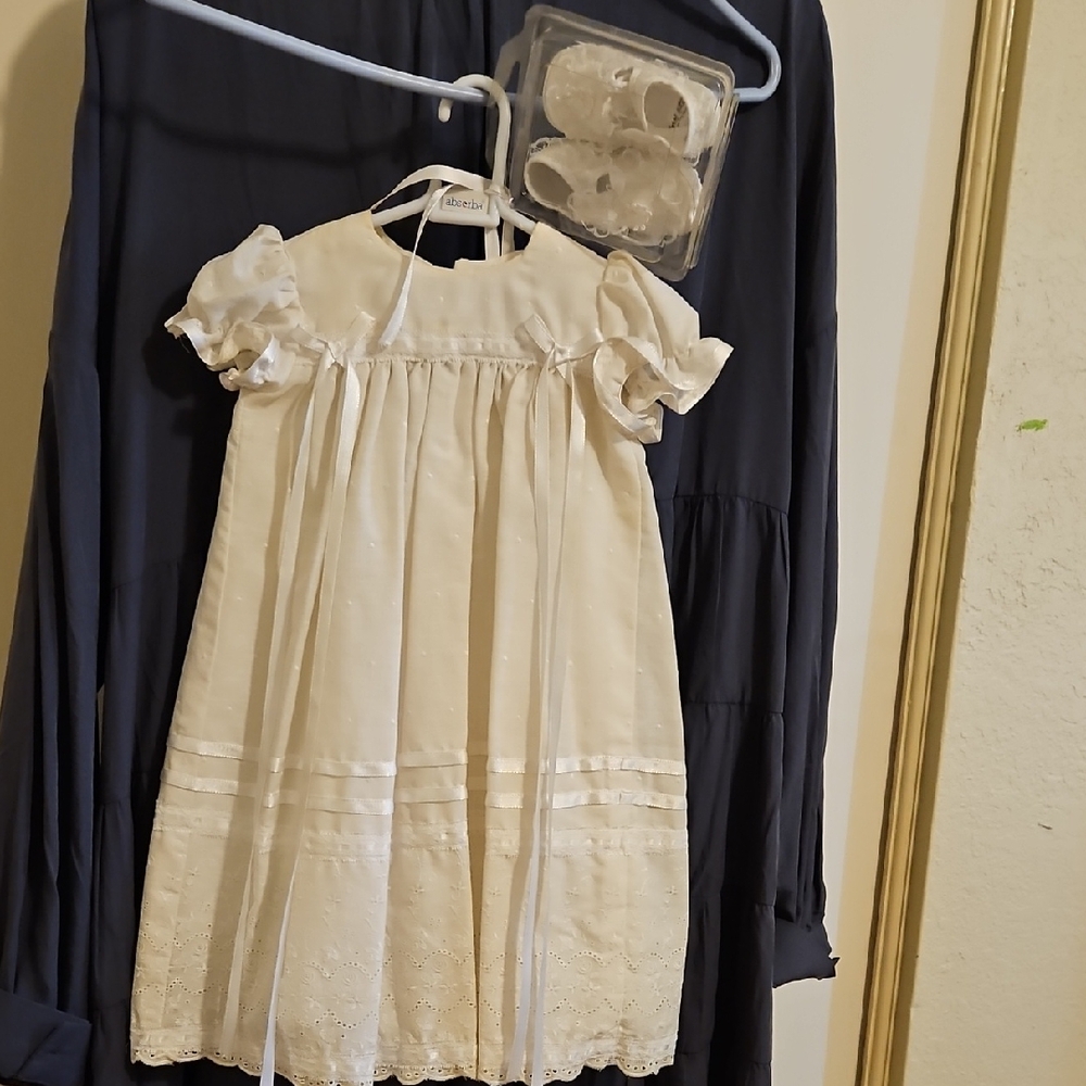 Absorba Baby Cristening Dress with Ribbon Accents